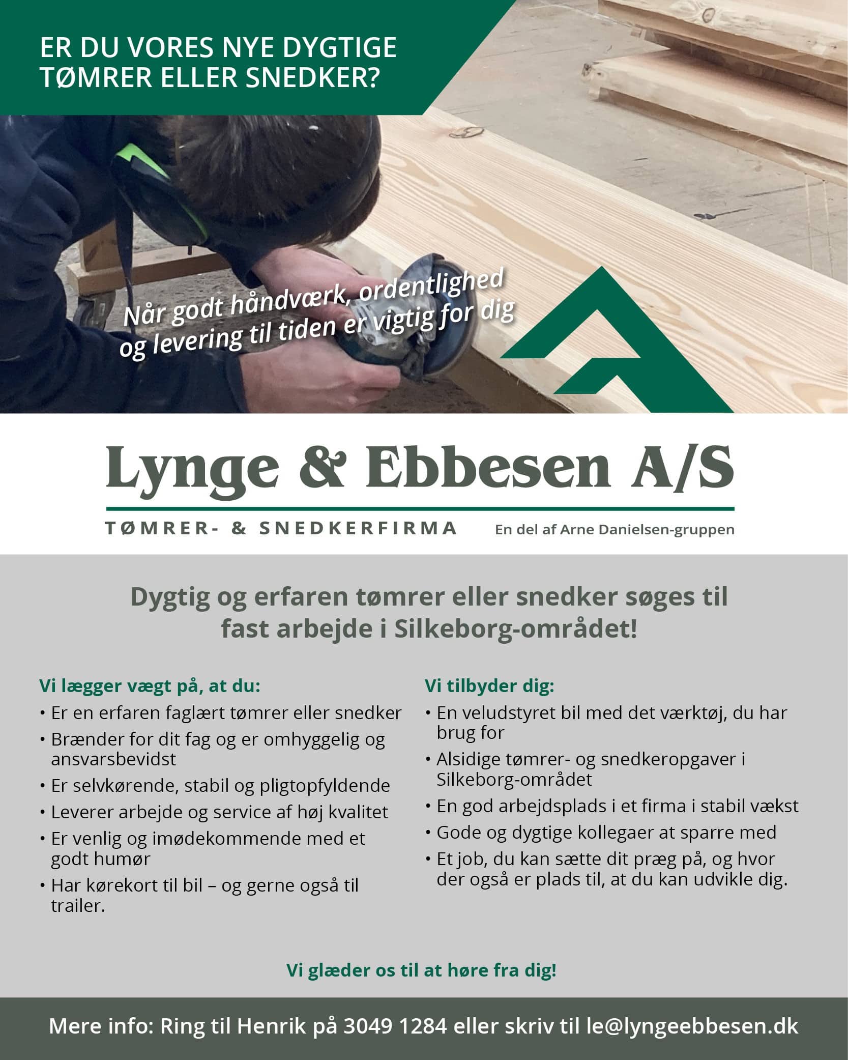 LE_TømrerSnedkerSøges_0905-2025 Tømrer på job